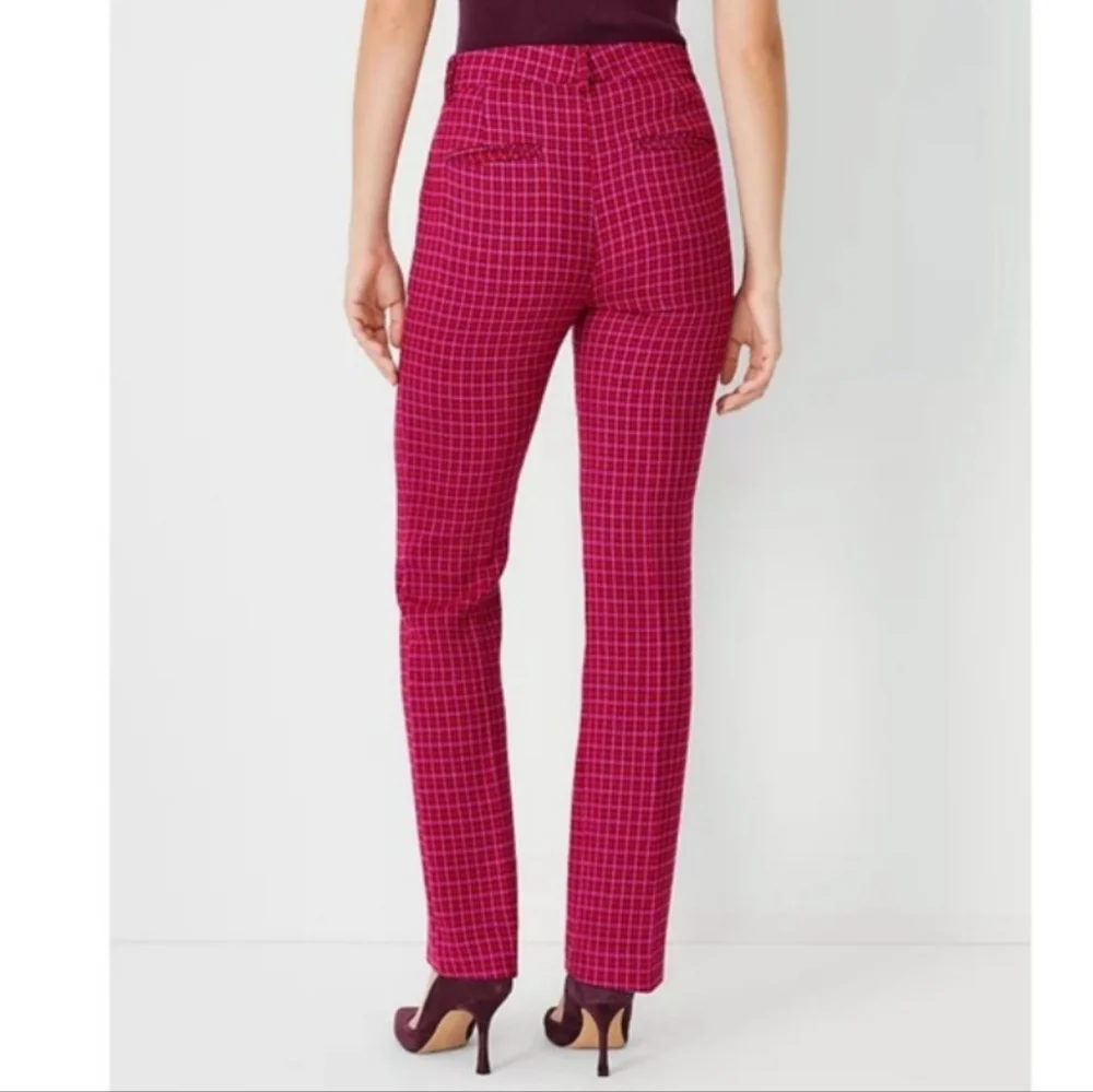 NWT! Ann Taylor Sophia Pants In Pink Houndstooth - Picture 3 of 10